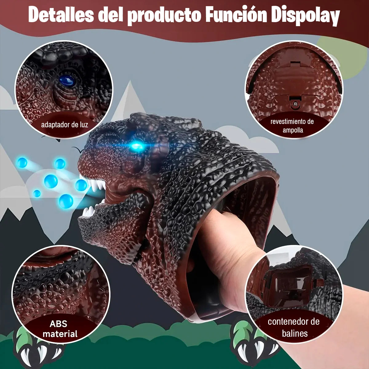 Pistola de Hidrogel Modelo Cabeza Dinosaurio